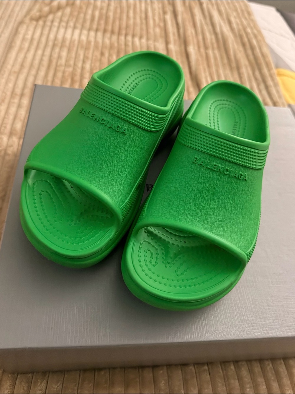 BalenciagaxCroc Green Slide Sandals